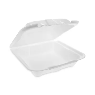 Foam Hinged Lid Containers, Dual Tab Lock Economy, 9.13 x 9 x 3.25, White, 150/Carton