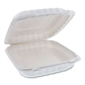EarthChoice SmartLock Microwavable Hinged Lid Containers, 9 x 9 x 3.1, White, 120/Carton