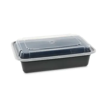 VERSAtainers, 38 oz, 6 x 8.5 x 2, Black/Clear, 150/Carton