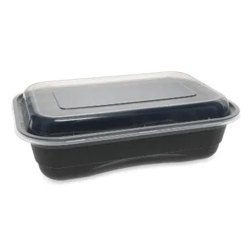 EarthChoice Versa2Go Microwaveable Containers, 36 oz, 8.4 x 5.6 x 2, Black/Clear, 150/Carton
