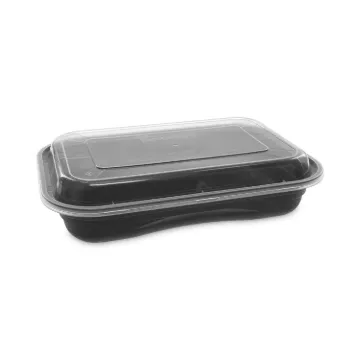 EarthChoice Versa2Go Microwaveable Containers, 27 oz, 8.4 x 5.6 x 1.4, Black/Clear, 150/Carton