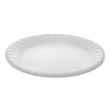 Unlaminated Foam Dinnerware, Plate, 9" Diameter, White, 500/Carton