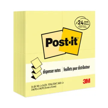 Original Canary Yellow Pop-Up Refill, 3 x 3, 100-Sheet, 24/Pack