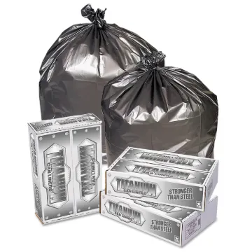 Titanium Low-Density Can Liners, 45 gal, 1.7 mil, 39" x 47", Silver, 50/Carton