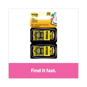 Arrow Message 1" Page Flags, "Notarize," Yellow, 2 50-Flag Dispensers/Pack