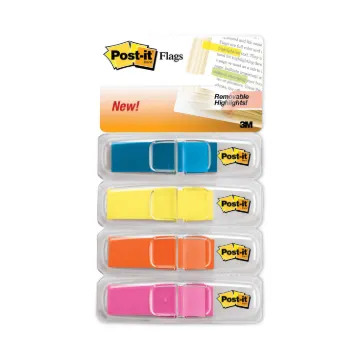 Highlighting Page Flags, 4 Bright Colors, 4 Dispensers, 1/2" x 1 3/4", 35/Color