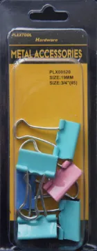 3/4" Assorted Colors Binder Clips, 6/Pack, 24/Case