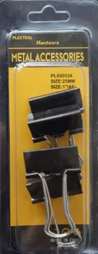 1" Black Binder Clips, 4/Pack, 24/Case