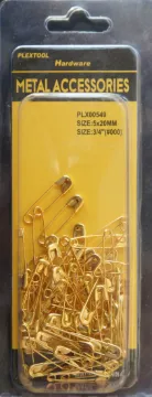 #000, 3/4" Golden Tone Safety Pins, 65/Pack, 24/Case