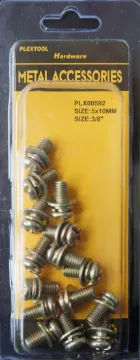 3/8" Screws with Combination Split Lock/Flat Washer, 15/Pack, 24/Case