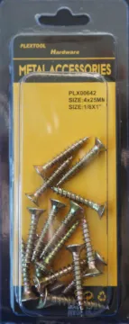 1/8" x 1" Phillips Wood (ChipBoard) Gold Flat Head Screws, 16/Pack, 24/Case
