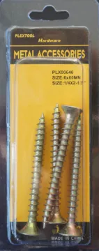 1/4' x 2-3/8' Phillips Wood (ChipBoard) Gold Flat Head Screws, 4/Pack, 24/Case