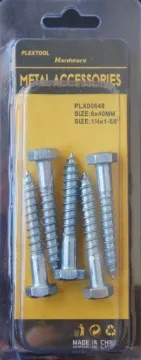 1/4" x 1-5/8" Hexagon Head Screws Bolts, 5/Pack, 24/Case
