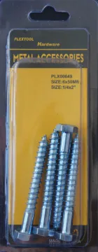 1/4" x 2" Hexagon Head Screws Bolts, 4/Pack, 24/Case