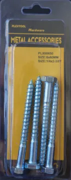 1/4" x 2-3/8" Hexagon Head Screws Bolts, 4/Pack, 24/Case