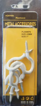 1" Coated Swing/Clothline Screws Hook, 6/Pack, 24/Case