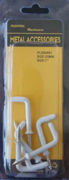 1" Coated L-Shape Screws Hook, 4/Pack, 24/Case