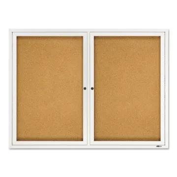 Enclosed Bulletin Board, Natural Cork/Fiberboard, 48 x 36, Silver Aluminum Frame (MINIMUM ORDER QUAN