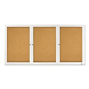 Enclosed Bulletin Board, Natural Cork/Fiberboard, 72 x 36, Silver Aluminum Frame