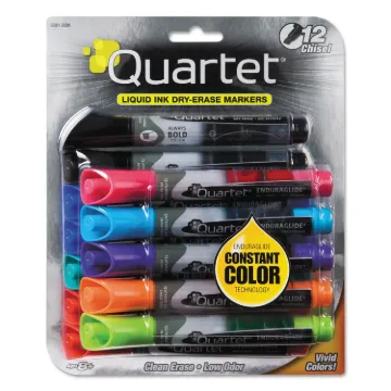 EnduraGlide Dry Erase Marker, Broad Chisel Tip, Assorted Colors, 12/Set