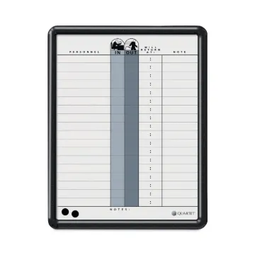 Employee In/Out Board, Porcelain, 11 x 14, Gray, Black Plastic Frame