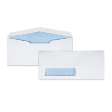 Window Envelope, #10, Bankers Flap, Gummed Closure, 4.13 x 9.5, White, 500/Box