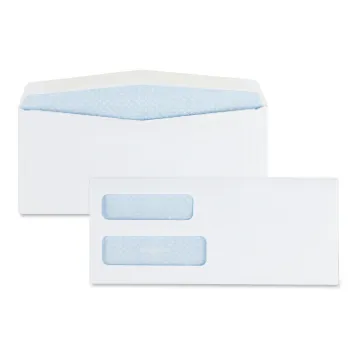 Double Window Security-Tinted Check Envelope, #10, Commercial Flap, Gummed Closure, 4.13 x 9.5, Whit