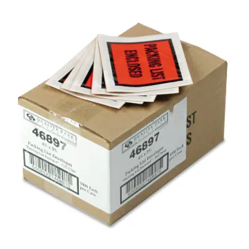 Self-Adhesive Packing List (Enclosed) Envelope, Full-Print Front,4.5 x 5.5, Orange/Clear,1000/Carton