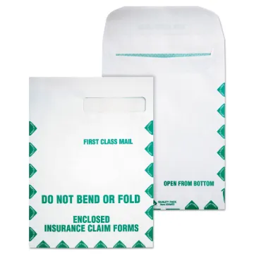 Redi-Seal Insurance Claim Form Envelope, Cheese Blade Flap, Redi-Seal Closure, 9 x 12.5, White, 100/