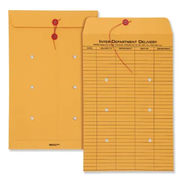 Brown Kraft String and Button Interoffice Envelope, #98, One-Sided Five-Column Format, 10 x 15, Brow
