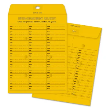 Brown Kraft Redi-Tac Box-Style Interoffice Envelope, #97, Two-Sided Three-Column Format, 10 x 13, Br