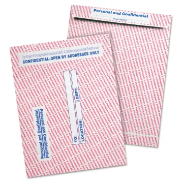 Gray/Red Paper Gummed Flap Personal and Confidential Interoffice Envelope, #97, 10 x 13, Gray/Red, 1