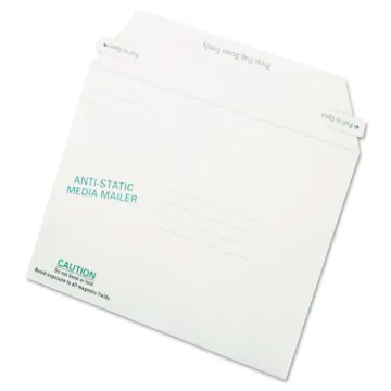 Antistatic Fiberboard Disk CD/DVD Mailer, Cheese Blade Flap, Closure, 6 x 8.63, White, 25/Box
