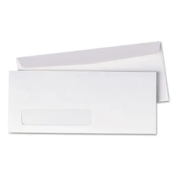 Window Envelope, #10, Commercial Flap, Gummed Closure, 4.13 x 9.5, White, 500/Box