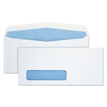 Window Envelope, #10, Commercial Flap, Gummed Closure, 4.13 x 9.5, White, 500/Box