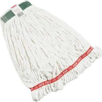 Web Foot Shrinkless Looped-End Wet Mop Head, Cotton/Synthetic, Medium, White, 6/Carton