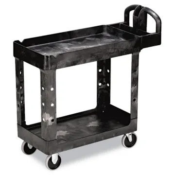 Rubbermaid Commercial HD 2-Shelf Utility Cart with Lipped Shelf (Small)