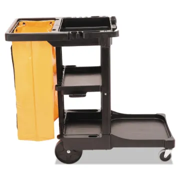 Multi-Shelf Cleaning Cart, Three-Shelf, 20w x 45d x 38-1/4h, Black
