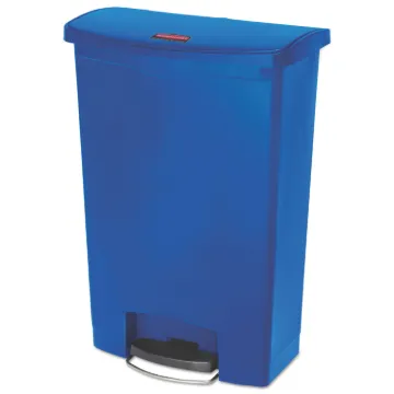 Streamline Resin Step-On Container, Front Step Style, 24 gal, Polyethylene, Blue