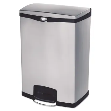 Slim Jim Stainless Steel Step-On Container, Front Step Style, 24 gal, Black