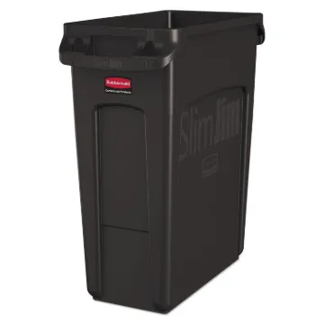 Slim Jim with Venting Channels, Rectangular, 16 gal, Plastic, Black