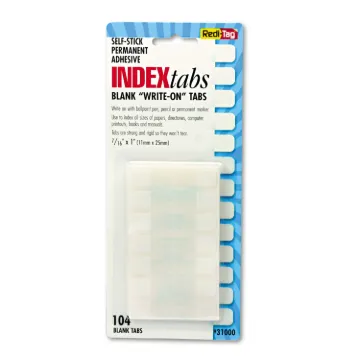 Legal Index Tabs, 1/5-Cut Tabs, White, 1" Wide, 104/Pack