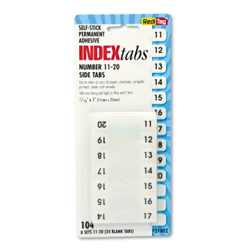 Legal Index Tabs, 1/12-Cut Tabs, 11-20, White, 0.44" Wide, 104/Pack