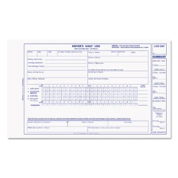 Driver's Daily Log, Two-Part Carbonless, 8.75 x 5.38, 1/Page, 31 Forms