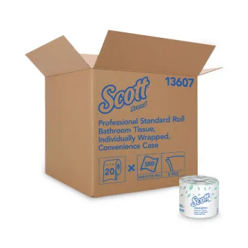 Essential Standard Roll Bathroom Tissue, Traditional, Septic Safe, 2 Ply, White, 550 Sheets/Roll, 20
