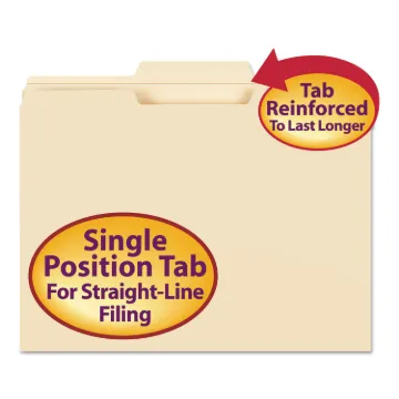 Reinforced Tab Manila File Folders, 1/3-Cut Tabs, Center Position, Letter Size, 11 pt. Manila, 100/B