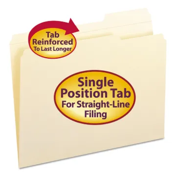 Reinforced Tab Manila File Folders, 1/3-Cut Tabs, Right Position, Letter Size, 11 pt. Manila, 100/Bo