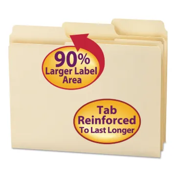 SuperTab Reinforced Guide Height Top Tab Folders, 1/3-Cut Tabs: Assorted, Letter Size, 0.75" Expansi