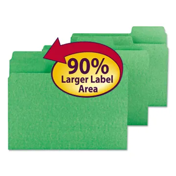 SuperTab Colored File Folders, 1/3-Cut Tabs: Assorted, Letter Size, 0.75" Expansion, 11-pt Stock, Gr