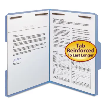 Top Tab Colored 2-Fastener Folders, 1/3-Cut Tabs, Letter Size, Blue, 50/Box